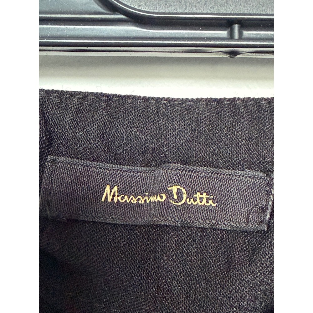 Massimo Dutti Black High Waisted Flare Pintuck Seam Side Zip Trousers Pants - Picture 7 of 15